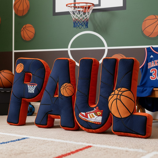 🏀 Basketball Name Pillow – Custom Sports Themed Room Decoration Gift