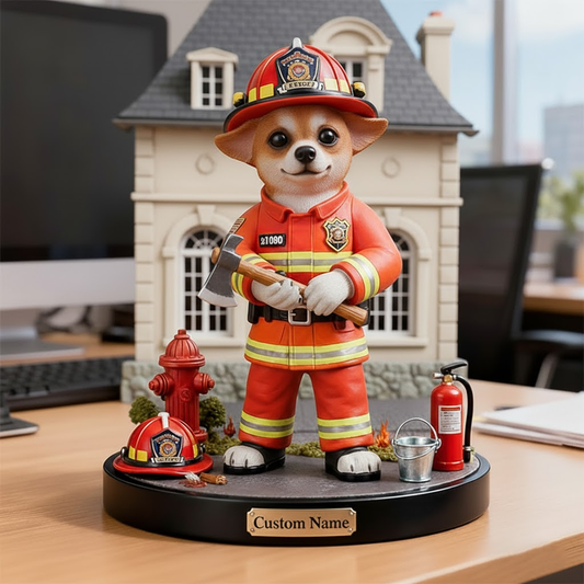 Custom Name 'Little Fire Chief Corgi' Acrylic Plaque