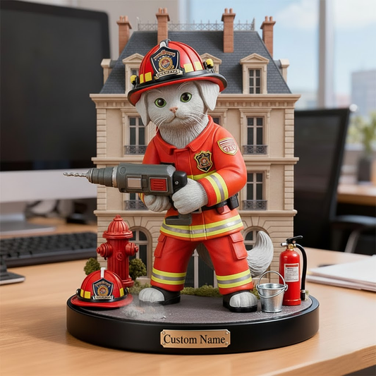 Custom Name 'Fearless Feline Fireman' Acrylic Plaque