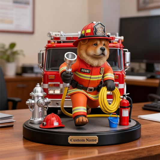 Custom Name 'Chow Chow Firefighter Pro' Acrylic Plaque