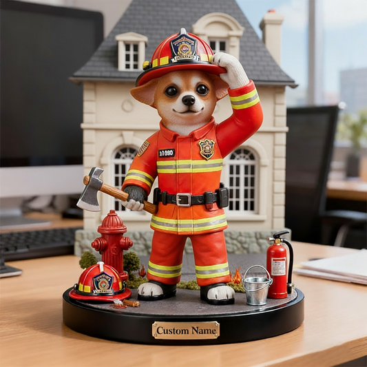 Custom Name 'Dog City Firefighter' Acrylic Plaque