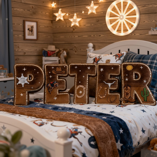 🤠 Cowboy Western Name Pillow – Personalized Country Style Letter Cushion