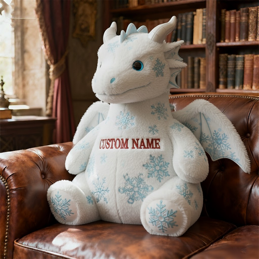 Personalized Snow Dragon Plush – Winter Fantasy Custom Toy