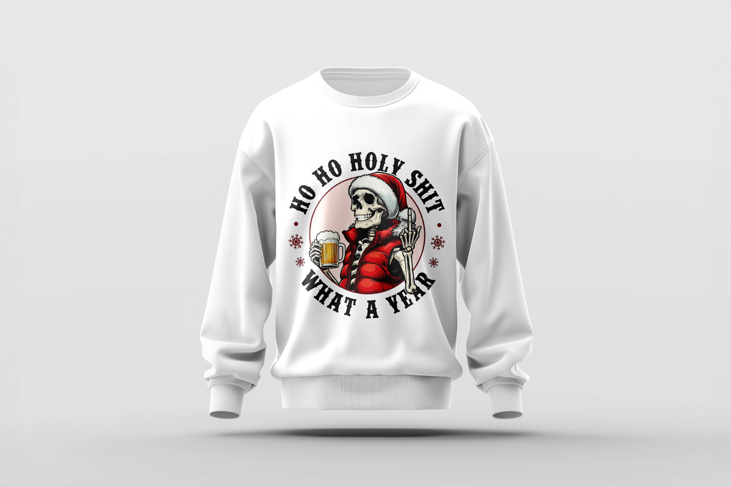 Ho Ho Holy Sh*t What a Year – Skeleton Santa Beer Funny Christmas Shirt