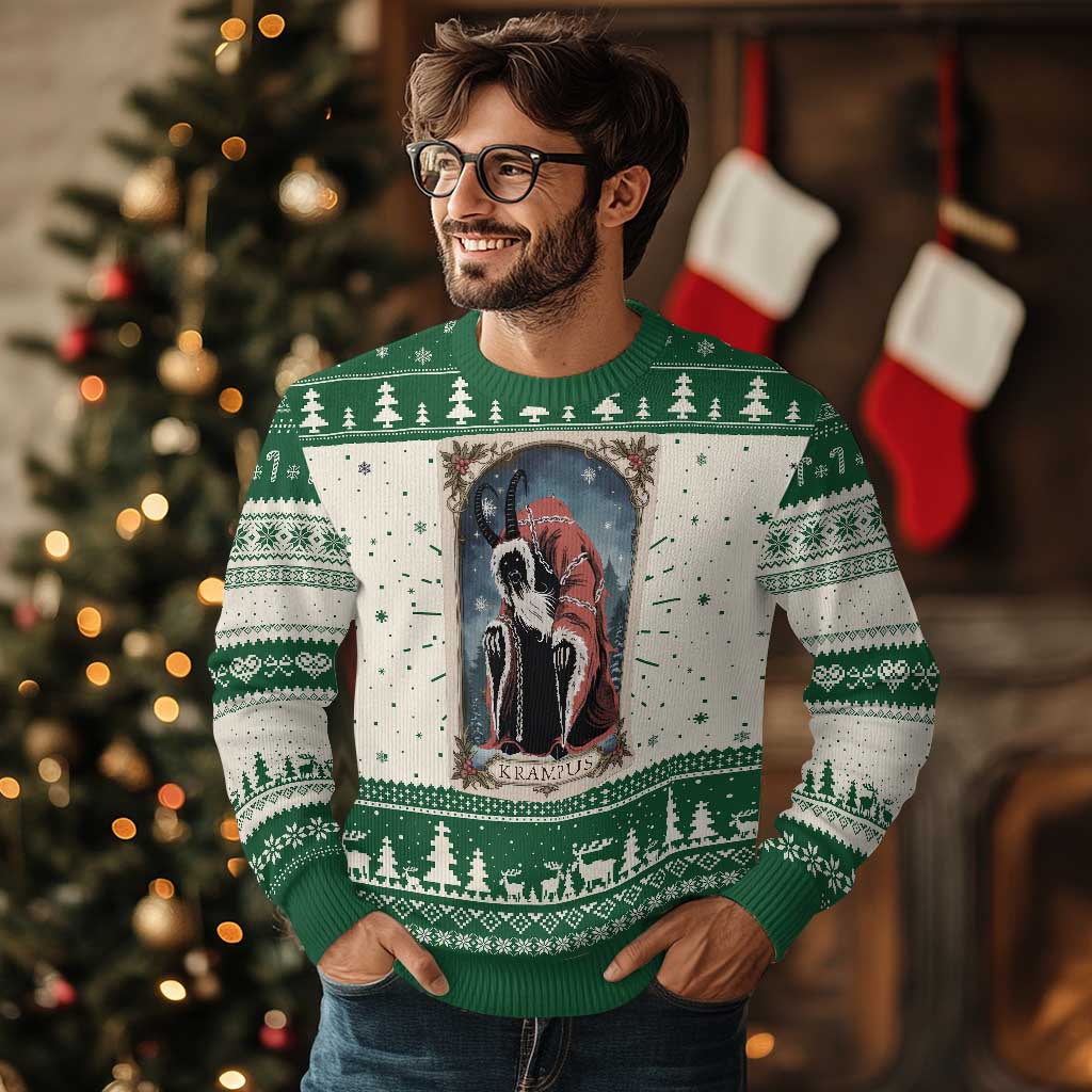 Krampus Ugly Christmas Sweater Tarot Card Xmas Horror Ugly Sweater Evil Pajama