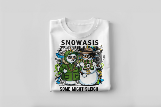 Snowasis – “Some Might Sleigh” Hip-Hop Snowmen Funny Xmas Shirt