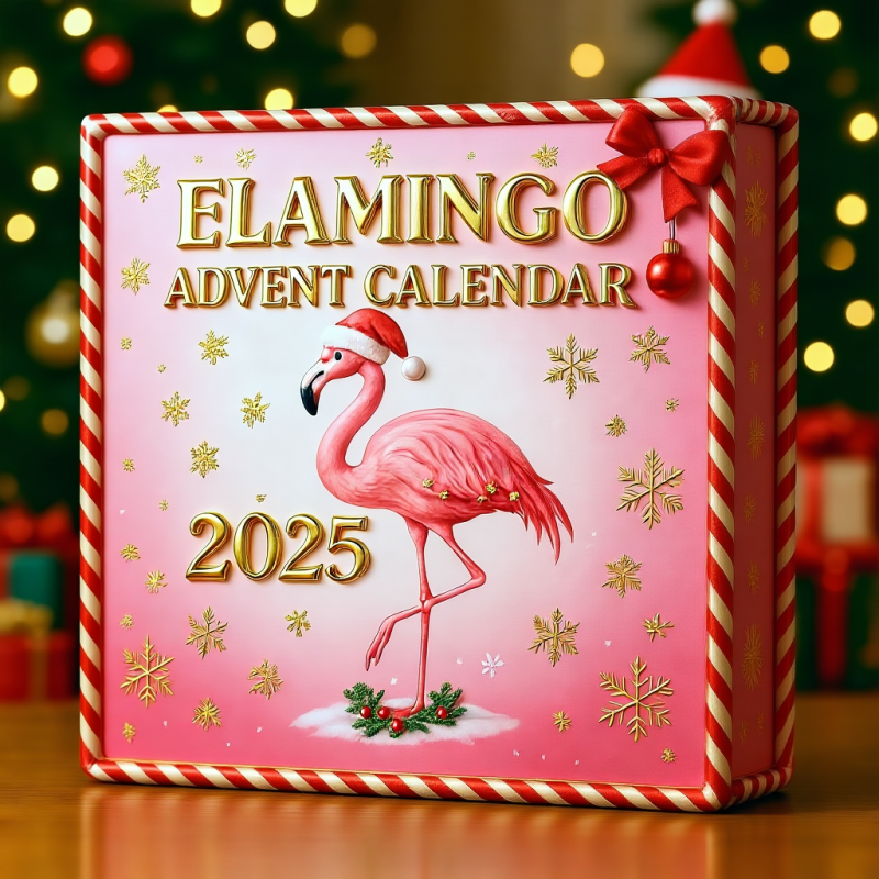 Flamingo Advent Calendar 2025 – 2D Acrylic Pink Flamingo Christmas Countdown Box, Tropical Holiday Decor Gift