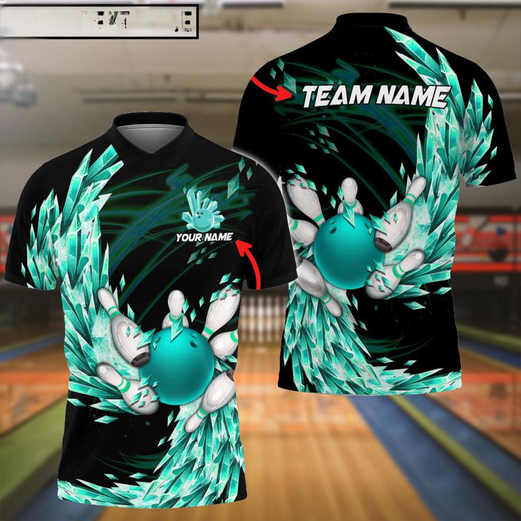 Bowling And Pins Ice Breath Pattern Customized Name 3D Shirt (4 Colors)