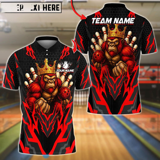 Bowling And Pins King Gorilla Customized Name, Team Name 3D Shirt
