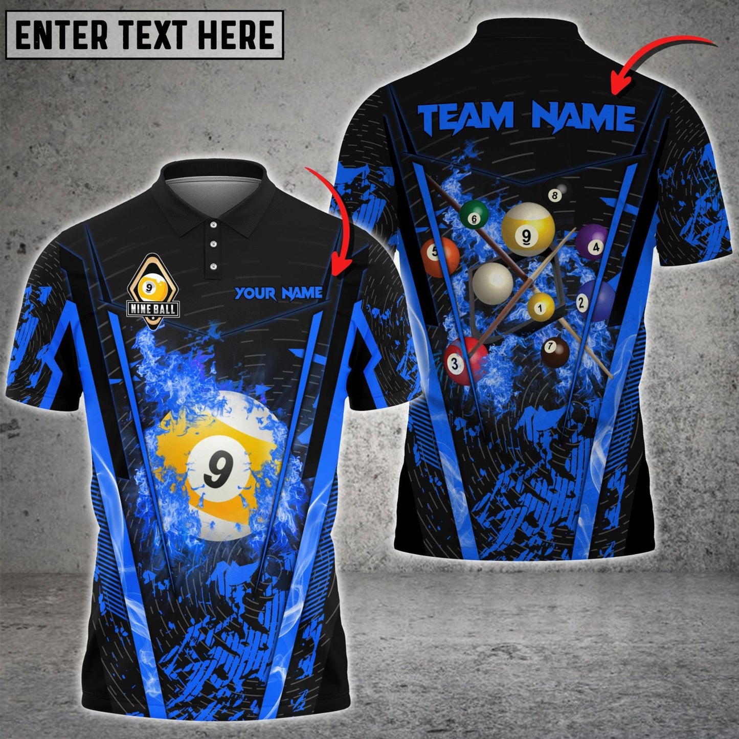 Billiards Ball 9 Abstract Grunge Texture Personalized Name Shirt