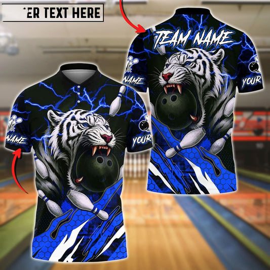 Bowling And Pins White Tiger Customized Name, Team Name 3D Shirt
