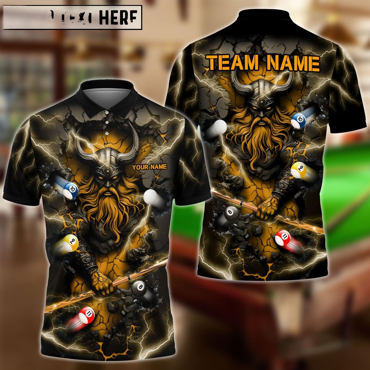 Billiards Viking Thunder Personalized Name Shirt