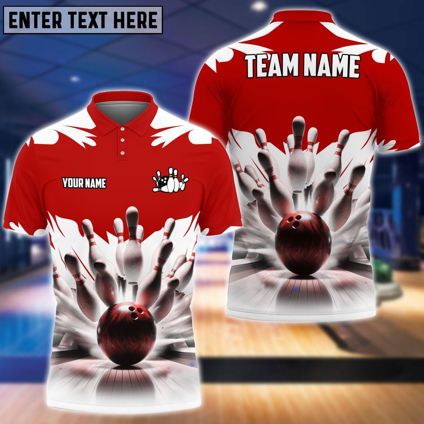 Bowling And Pins Ice Age Pattern Customized Name 3D Shirt (4 Colors)