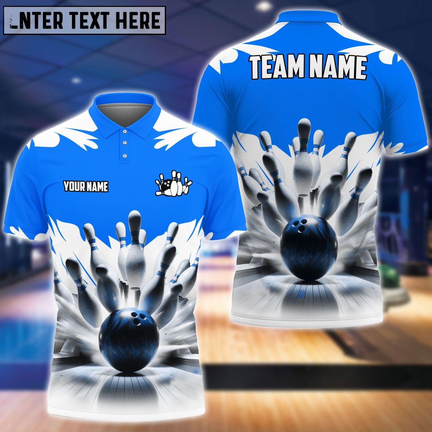 Bowling And Pins Ice Age Pattern Customized Name 3D Shirt (4 Colors)
