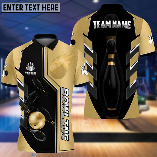 Bowling And Pins Premium Line Customized Name 3D Shirt (4 Colors)