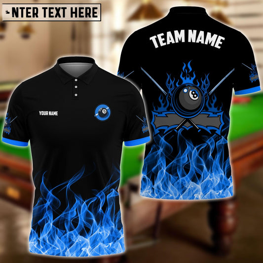 Personalized Billiards 8-Ball Fire Pattern Shirt