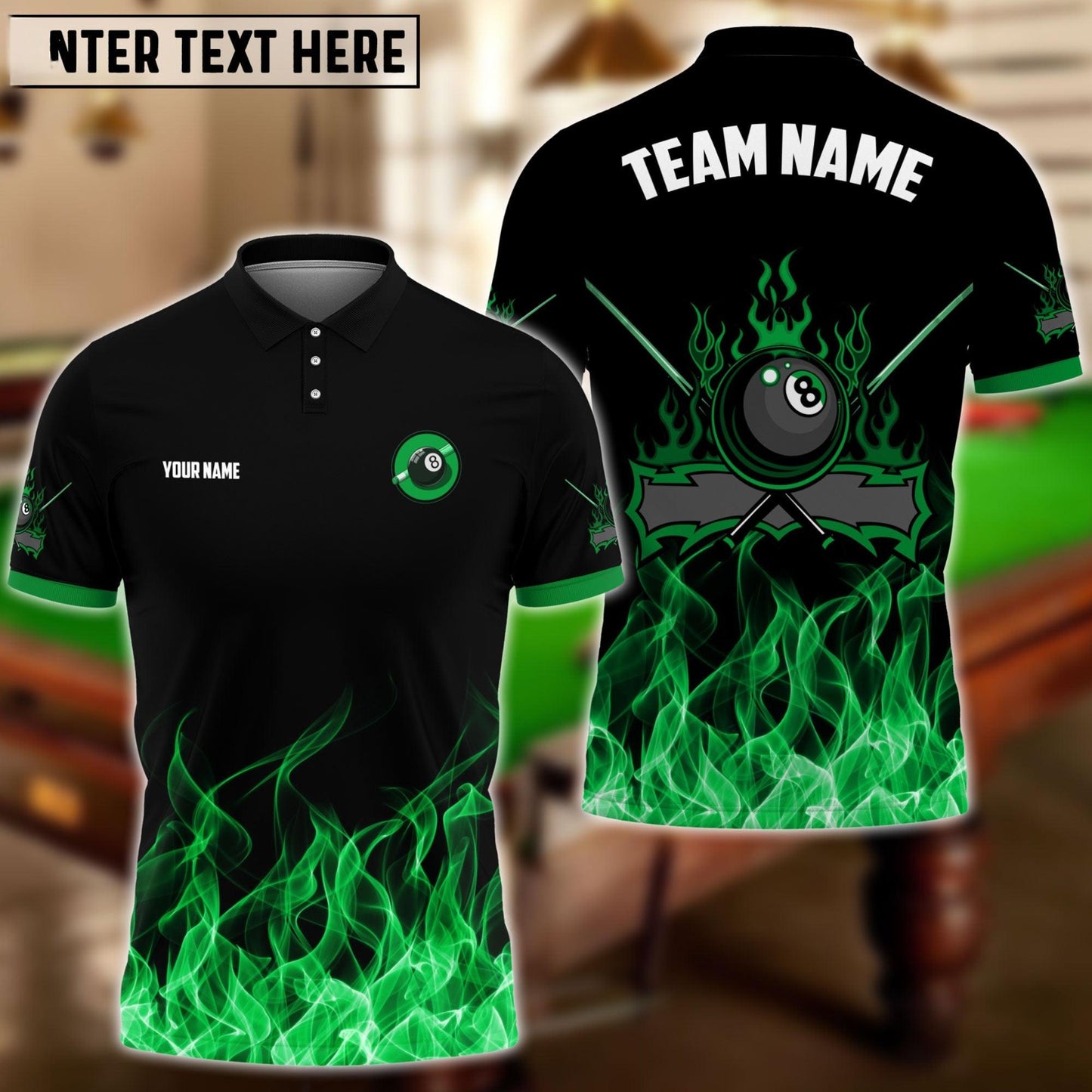 Personalized Billiards 8-Ball Fire Pattern Shirt