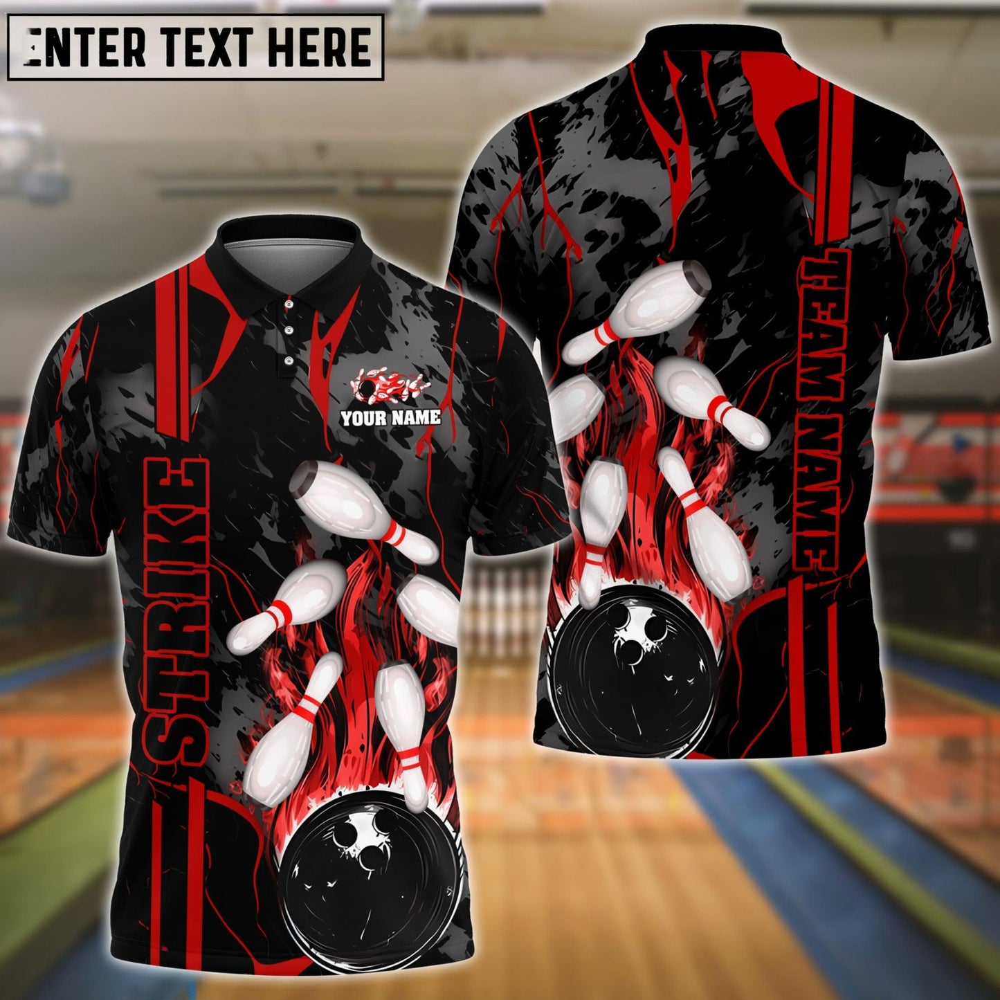 Bowling And Pins Strike The Blood Multicolor Customized Name 3D Shirt (4 Colors)