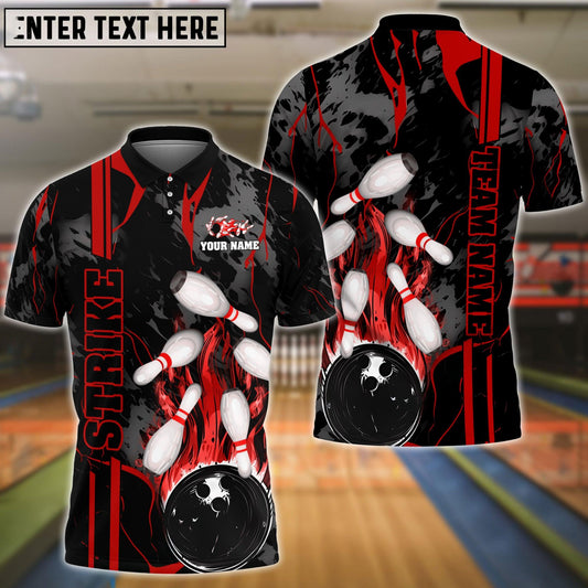 Bowling And Pins Strike The Blood Multicolor Customized Name 3D Shirt (4 Colors)