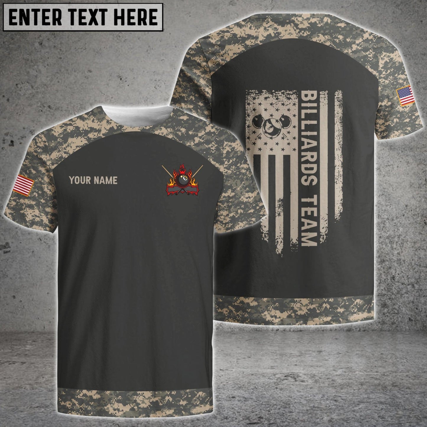 Billiards Retro Camouflage Flag Personalized 3D Shirt