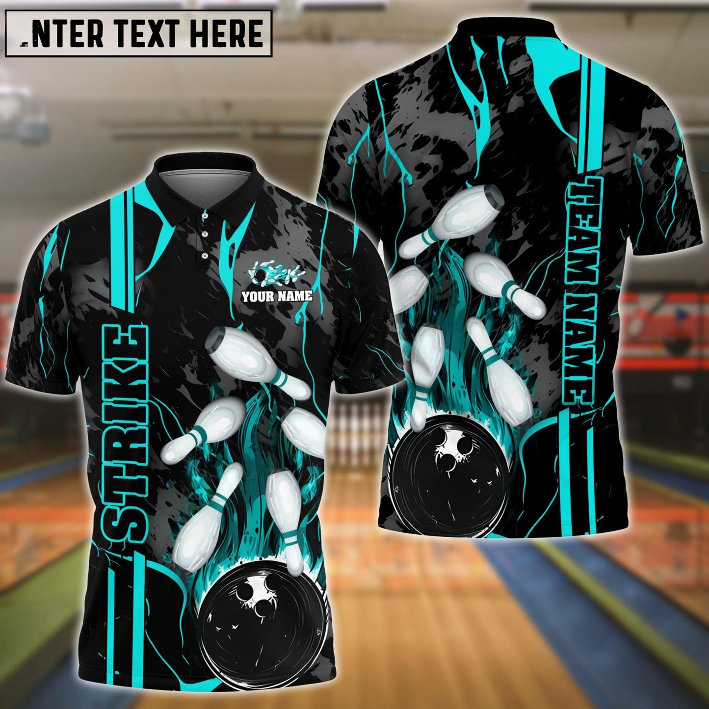 Bowling And Pins Strike The Blood Multicolor Customized Name 3D Shirt (4 Colors)