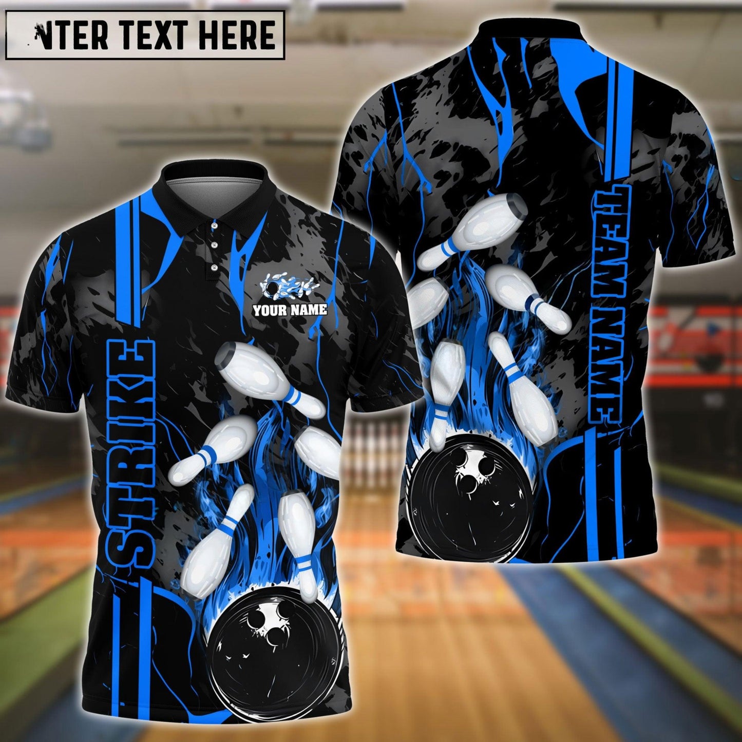 Bowling And Pins Strike The Blood Multicolor Customized Name 3D Shirt (4 Colors)