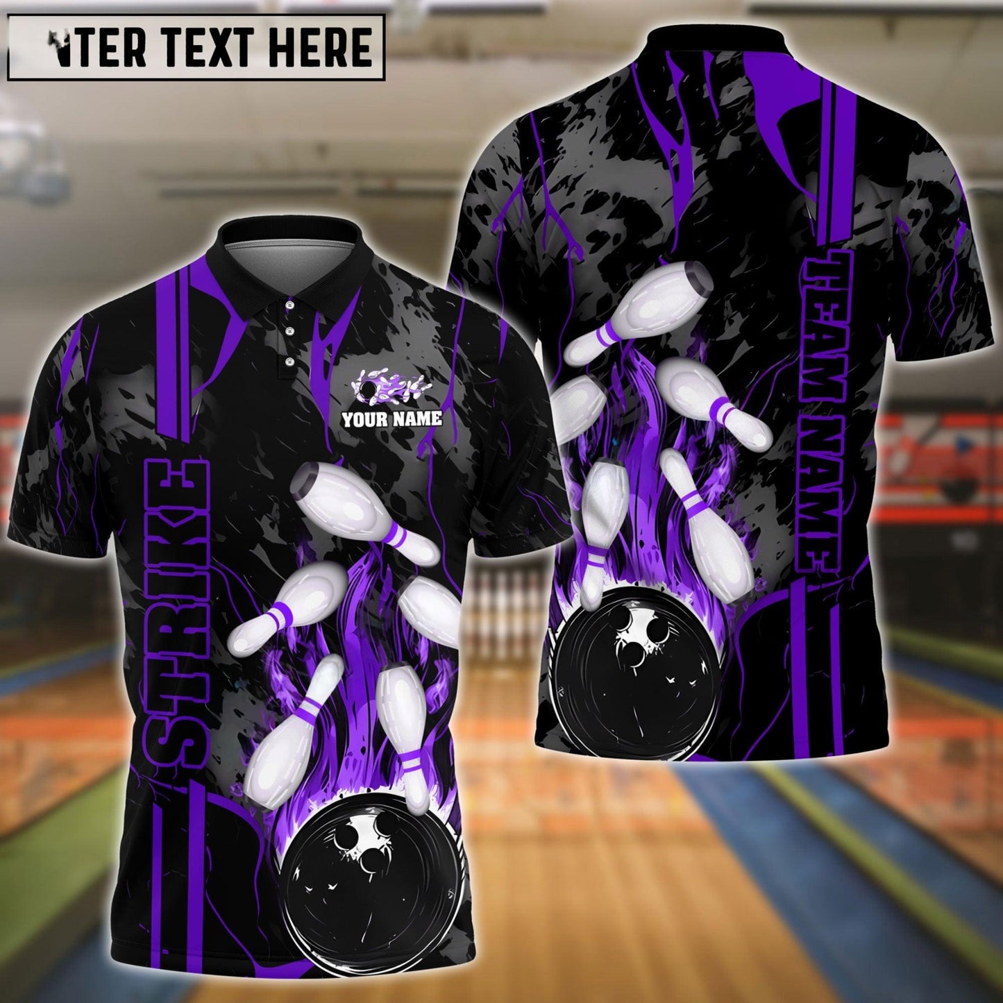 Bowling And Pins Strike The Blood Multicolor Customized Name 3D Shirt (4 Colors)