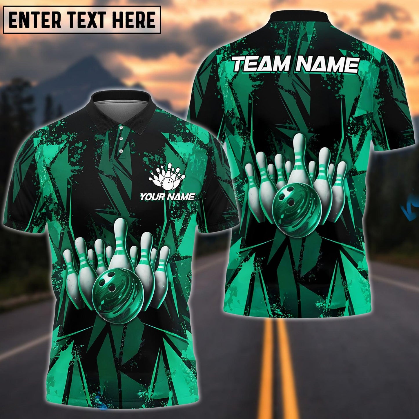 Bowling And Pins Color Diamond Multicolor Customized Name 3D Shirt (4 Colors)