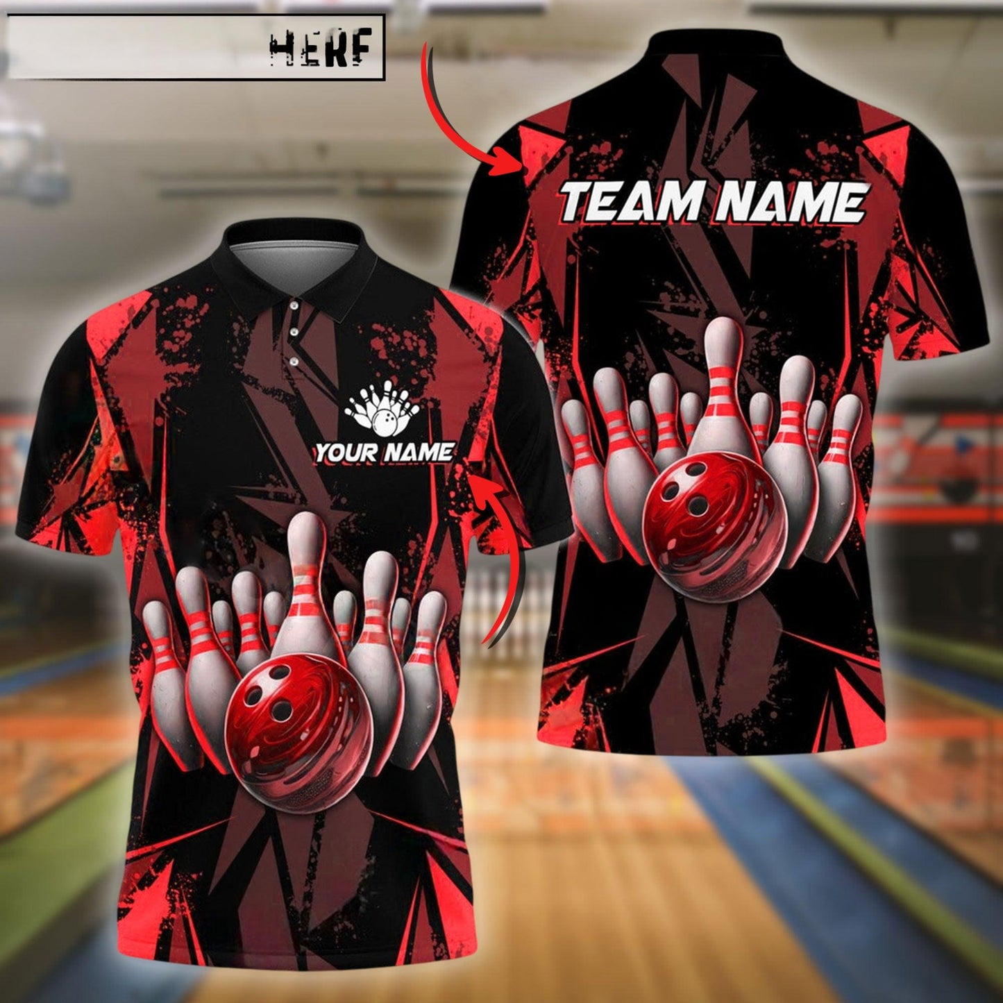 Bowling And Pins Color Diamond Multicolor Customized Name 3D Shirt (4 Colors)