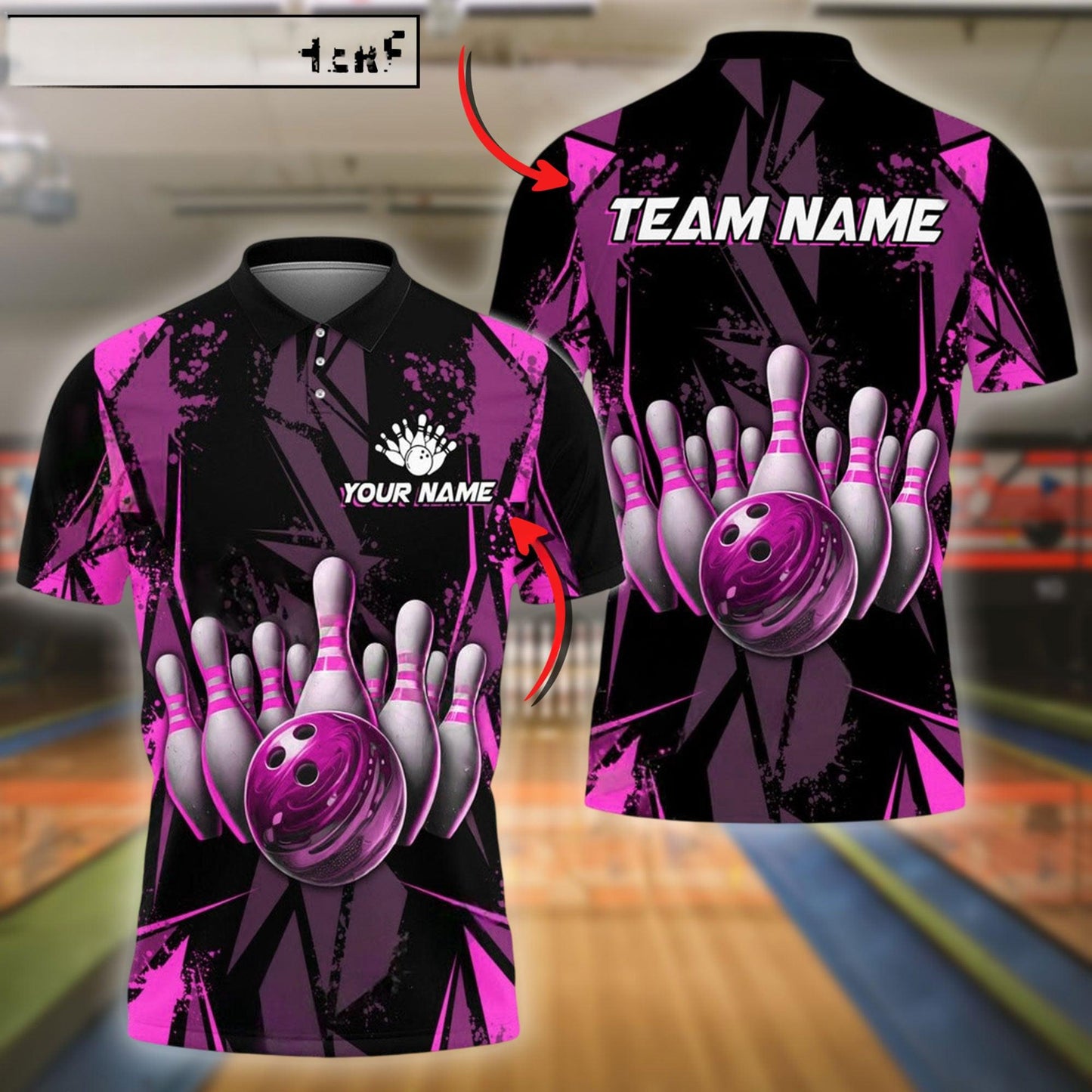 Bowling And Pins Color Diamond Multicolor Customized Name 3D Shirt (4 Colors)