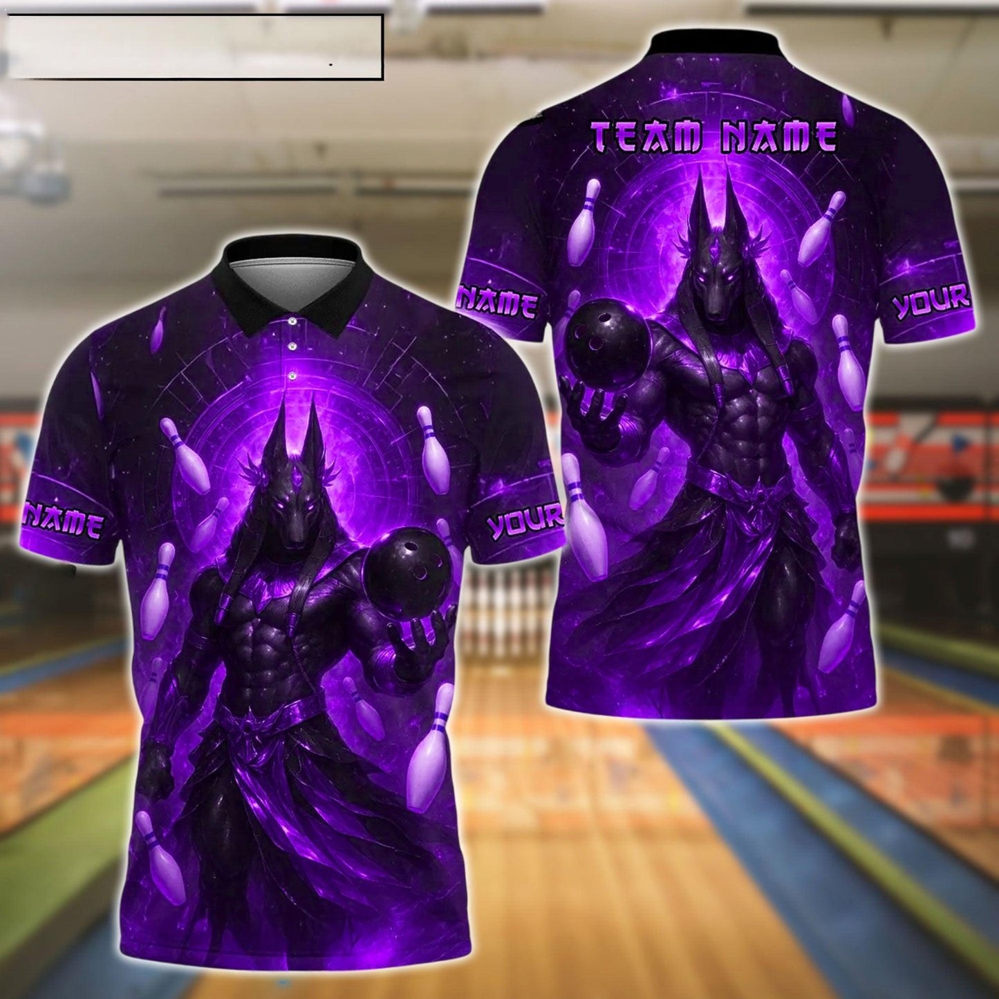 Bowling And Pins Ancient Egyptian God Anubis Customized Name, Team Name 3D Shirt