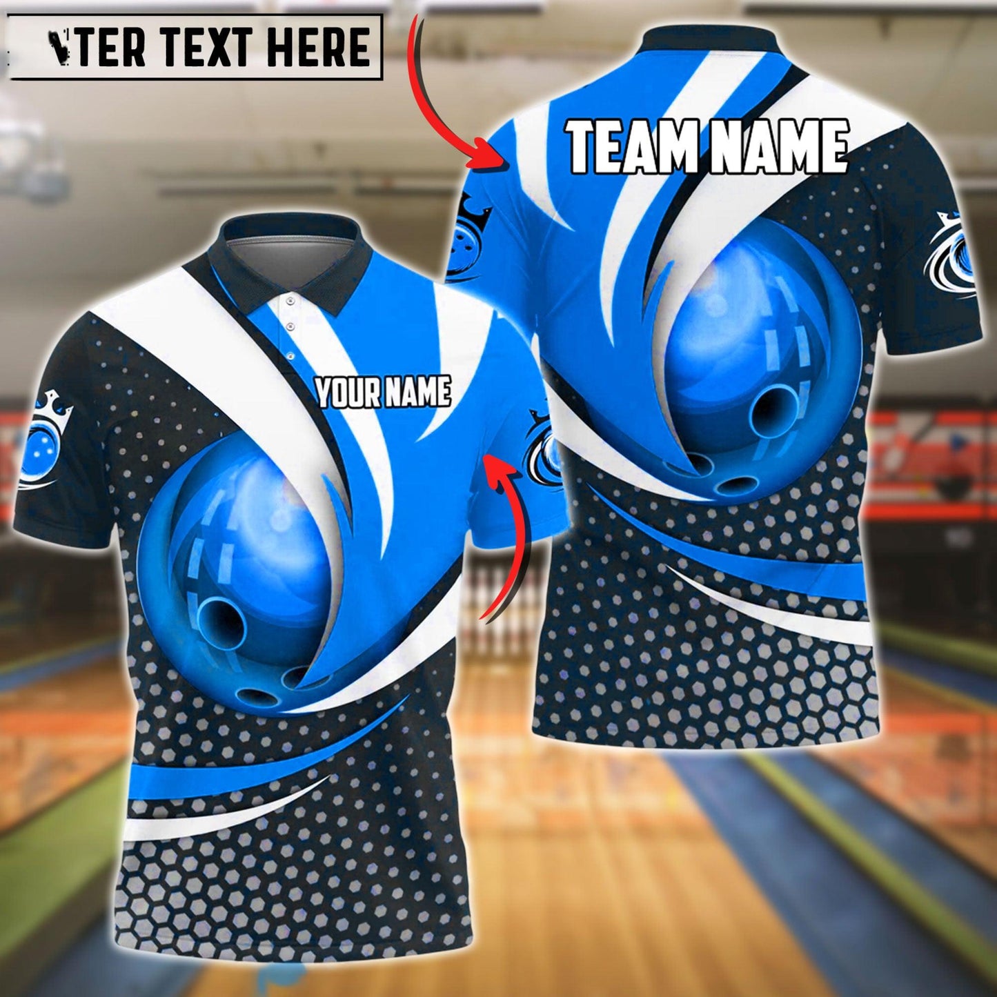 Bowling And Pins Curved Strike Customized Name 3D Shirt