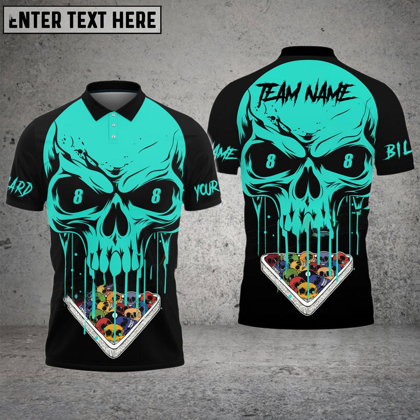 Billiards Ball 8 Skull Personalized Name & Team Name Shirt