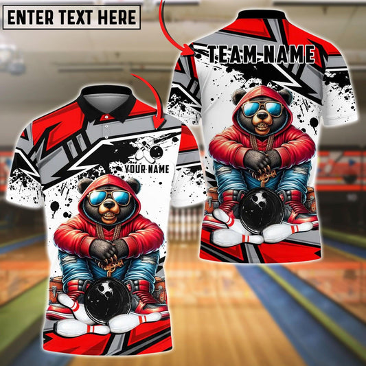 Bowling And Pins HipHop Bear Customized Name, Team Name 3D Shirt