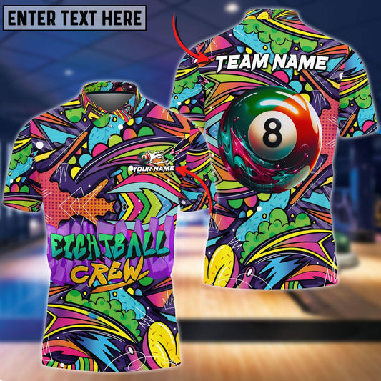 Billiards 8 ball & 9 Ball Graffiti Crew Personalized Name, Team Name Shirt