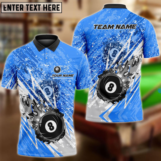 Billiards Ball 8 Lightning Flame Personalized Name & Team Name Shirt