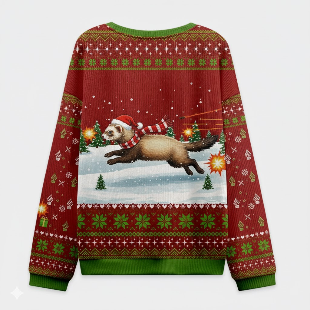 🐸 Merry Frogmas Ugly Christmas Sweater – Funny Frog with Gun Holiday Jumper