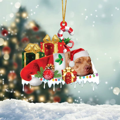 PIT BULL MERRY CHRISTMAS HANGING ORNAMENT