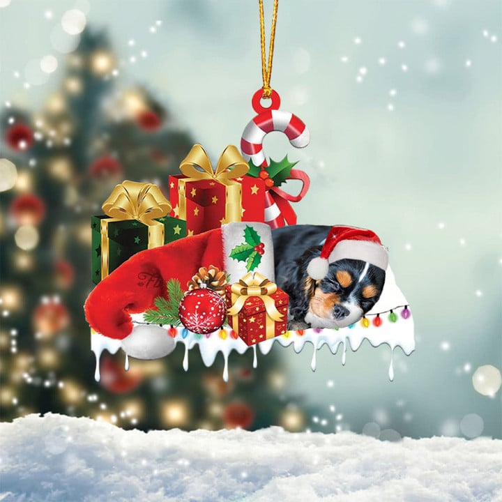 CAVALIER KING CHARLES SPANIEL MERRY CHRISTMAS HANGING ORNAMENT