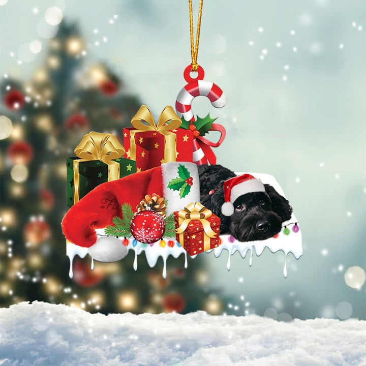 COCKAPOO (BLACK) MERRY CHRISTMAS HANGING ORNAMENT