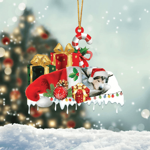 Alaskan Malamute Merry Christmas Hanging Ornament