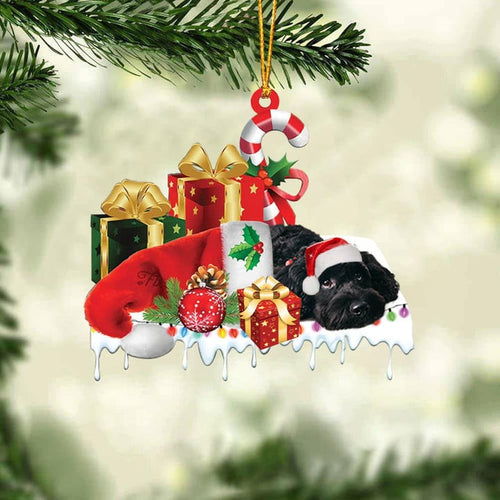 COCKAPOO (BLACK) MERRY CHRISTMAS HANGING ORNAMENT