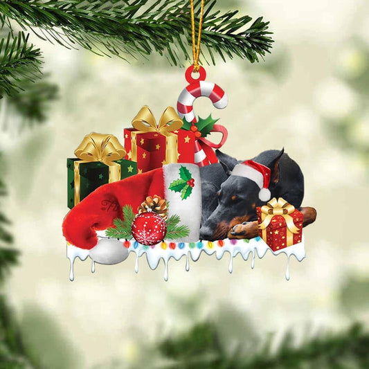 DOBERMAN MERRY CHRISTMAS HANGING ORNAMENT