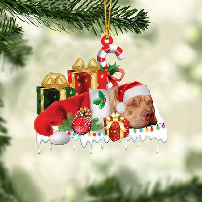 PIT BULL MERRY CHRISTMAS HANGING ORNAMENT