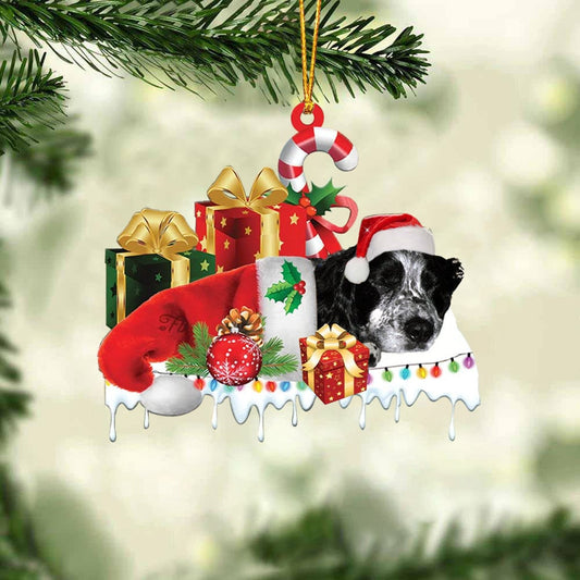 BLUE ROAN COCKER SPANIEL MERRY CHRISTMAS HANGING ORNAMENT
