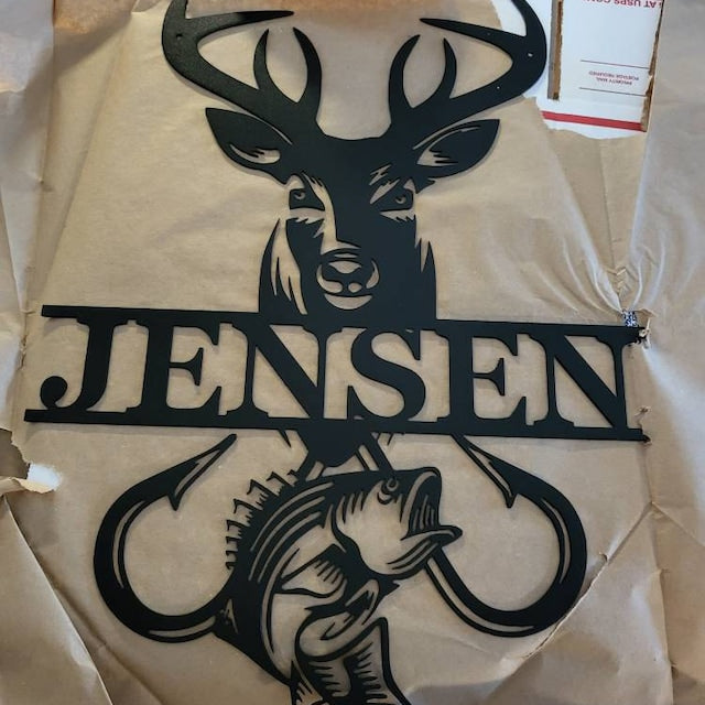 Custom Split Deer And Fish Sign