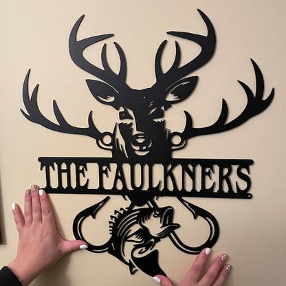 Custom Split Deer And Fish Sign