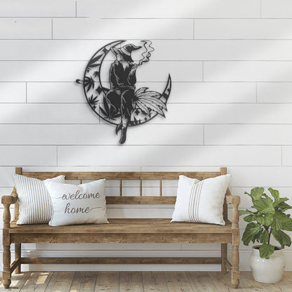 Witch Weed On The Srescent Moon Metal Wall Art