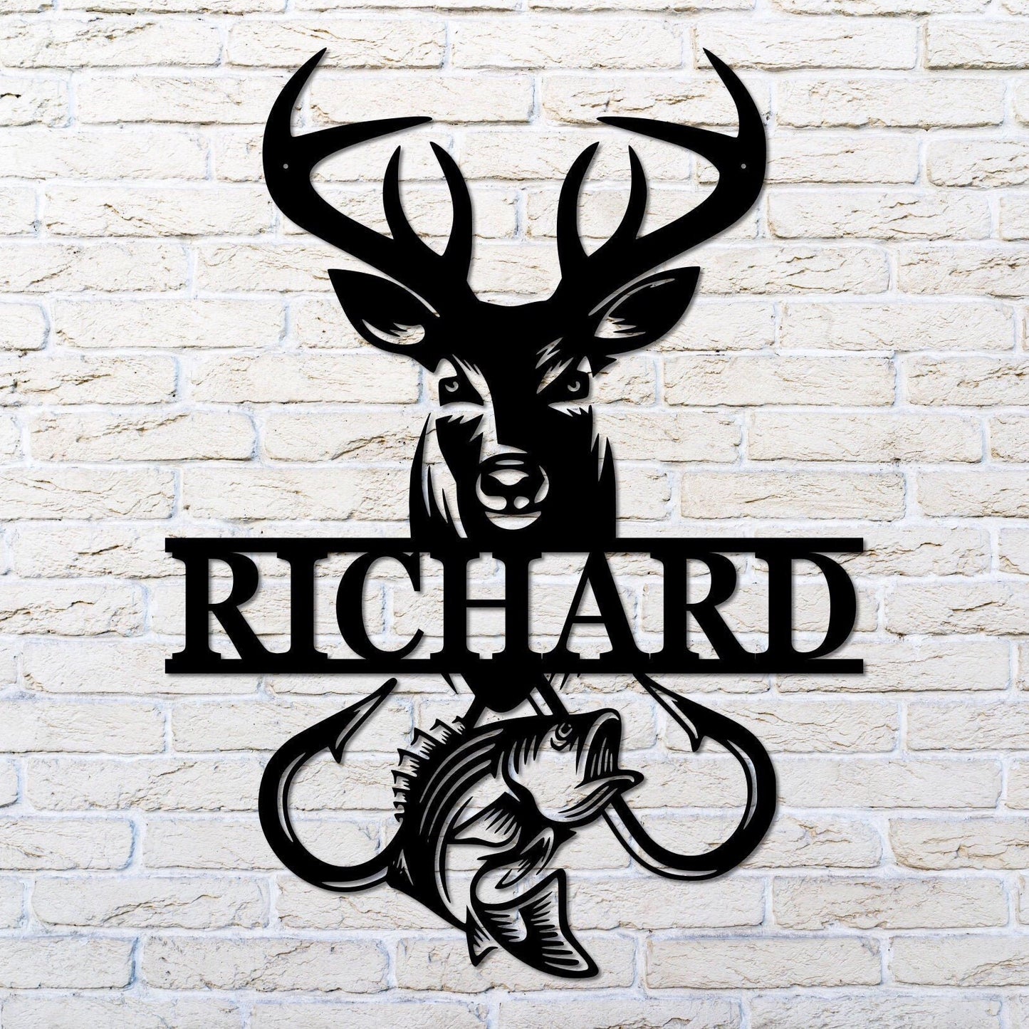 Custom Split Deer And Fish Sign