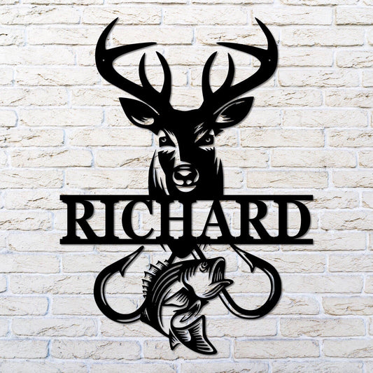 Custom Split Deer And Fish Sign